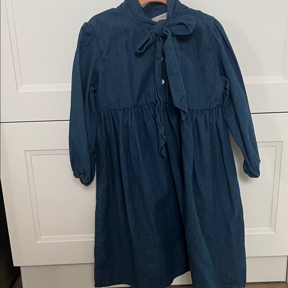 Stylish Denim Kids Dress with bow